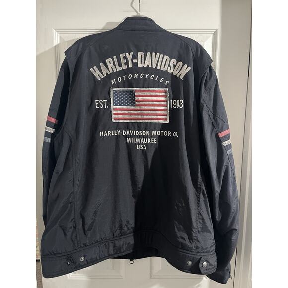 Harley-Davidson Colton Moto Canvas Jacket Mens 2XL Zip Nylon Black - Picture 6 of 9